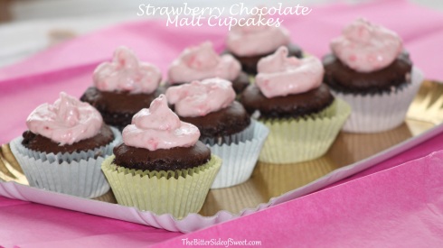 Strawberry Chocolate Malt Cupcakes 