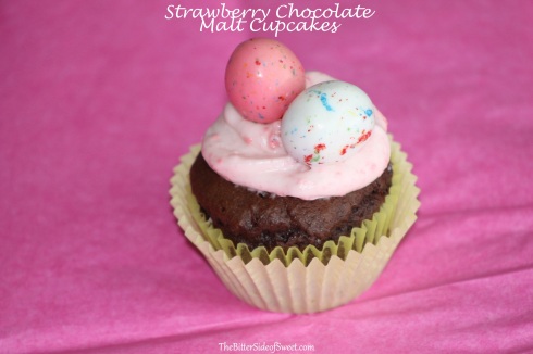 Strawberry Chocolate Malt Cupcakes
