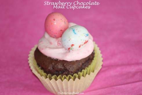 Strawberry Chocolate Malt Cupcakes
